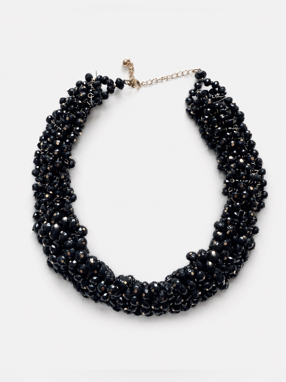 Black Beaded Statement Necklace - Elegant Choker Necklace Chunky Crystal Collar